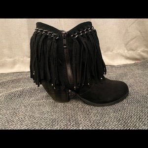 Not Rated Fringe Booties - Black